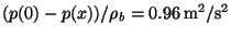$(p(0)- p(x))/\rho_b=\ensuremath{0.96\,\mathrm{m^2/s^2}}$