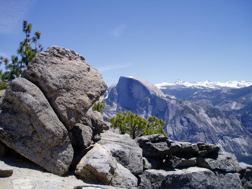 half dome from the top of yosemite falls