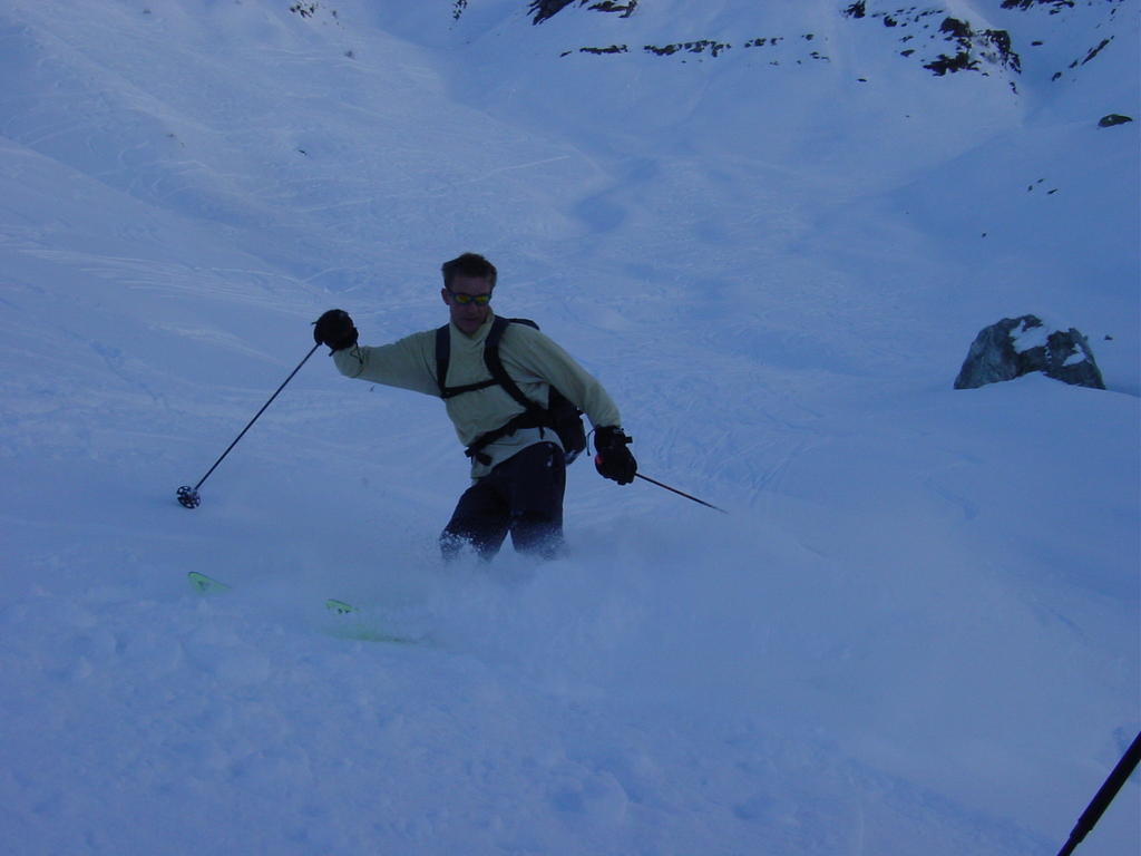 Jim practises disco on the slopes