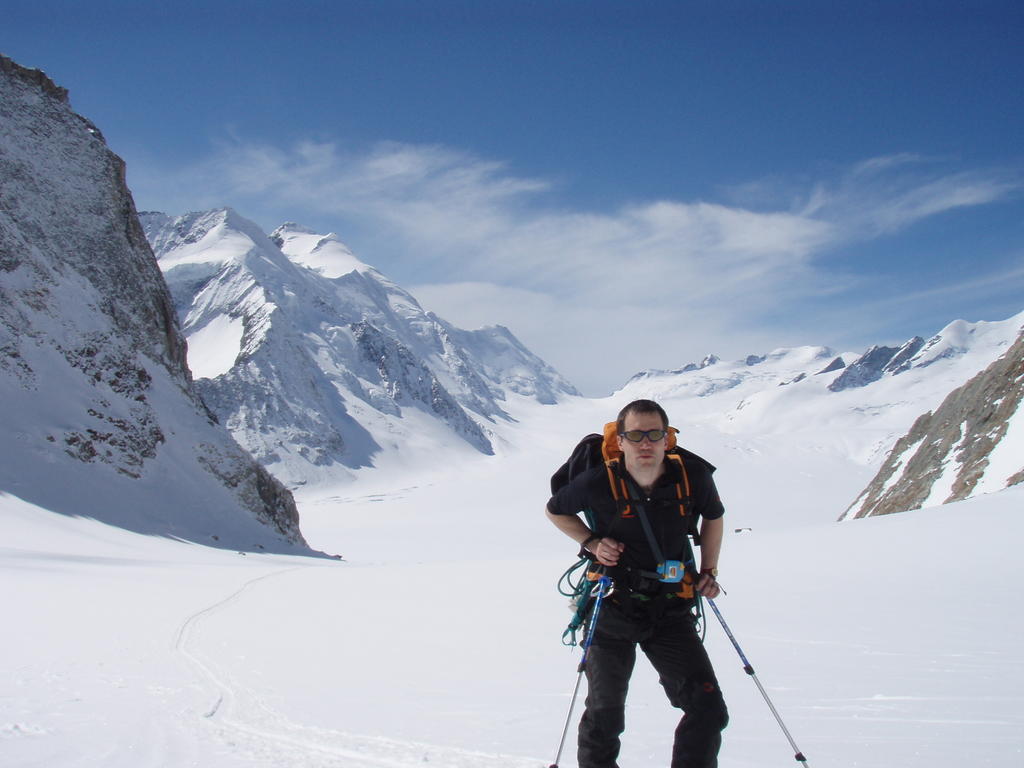 Lukas climbing up to Grunhornlucke