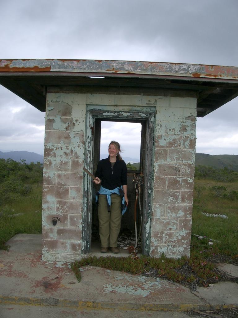 Franzi on sentry duty in an  old military base on top of a hill.