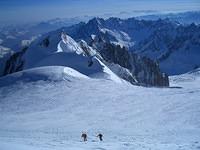 Skis off for a steep section